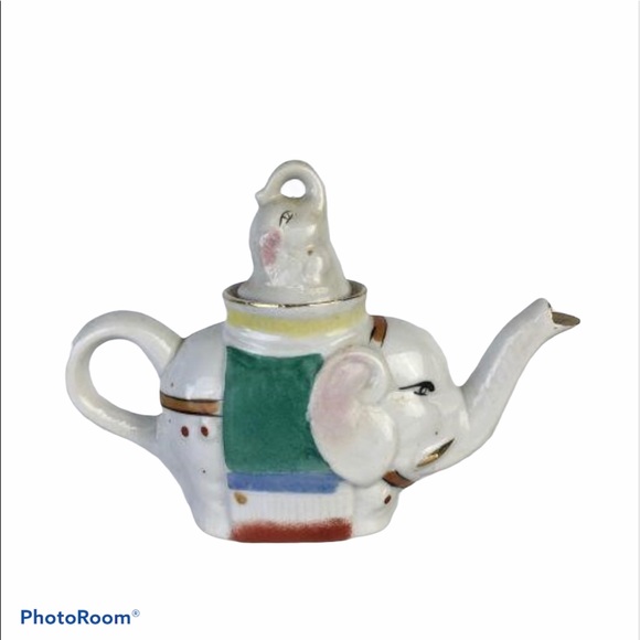 Vtg. Porcelain elephant tea pot signed china - Picture 2 of 11